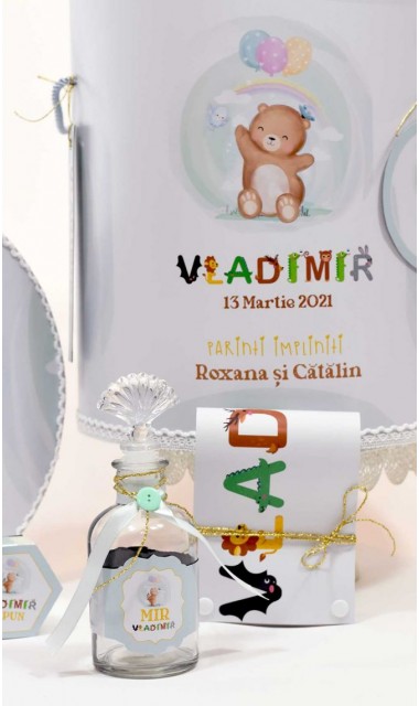 Trusou botez cu ursuleti si baloane colorate Animal Font 1